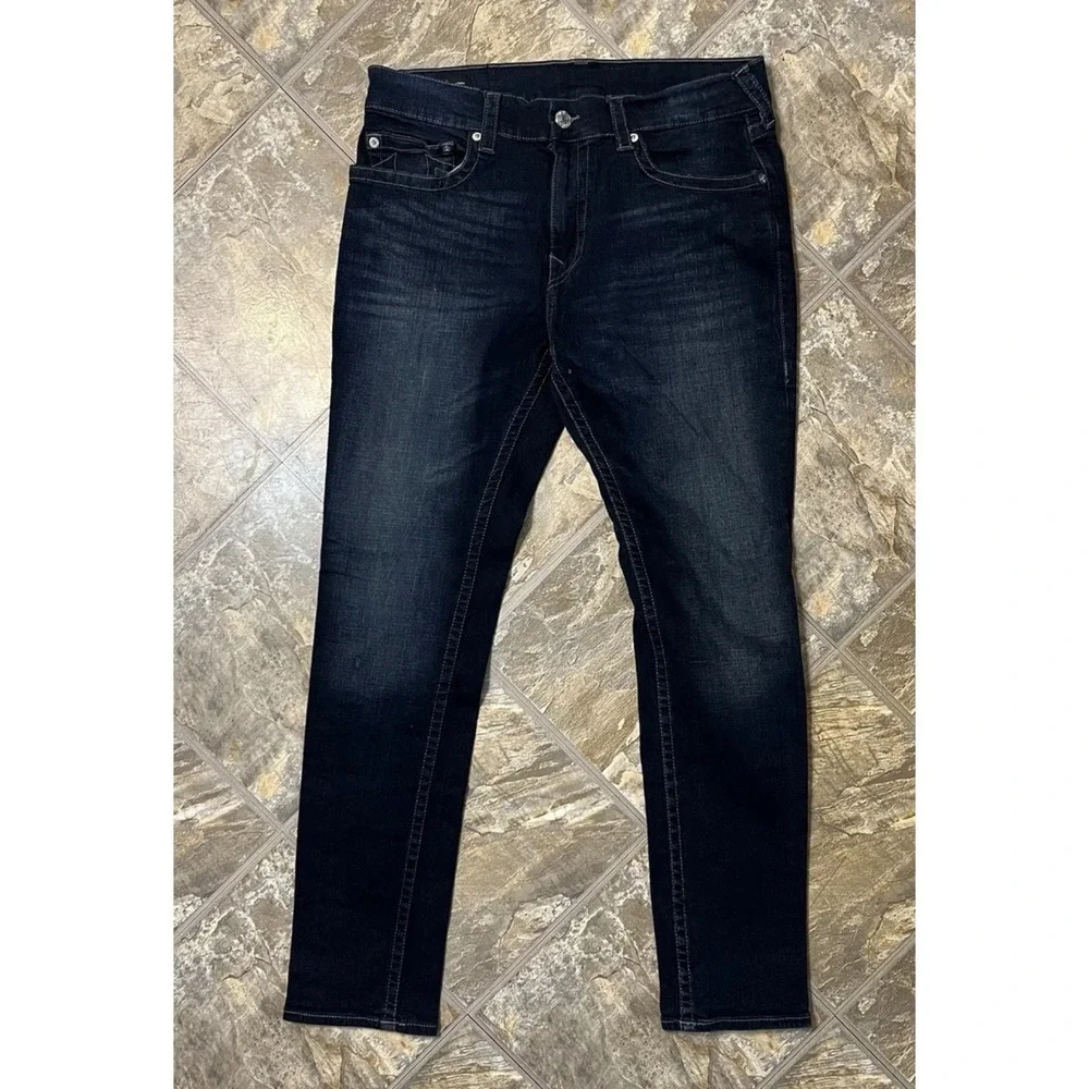 True Religion Rocco Relaxed Skinny Jeans Mens 36 Dark Wash Blue Denim